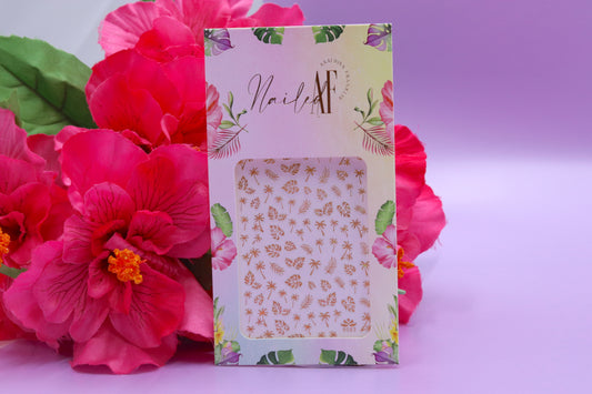 "Tropical Rose Gold Leaves" Sticker Sheet