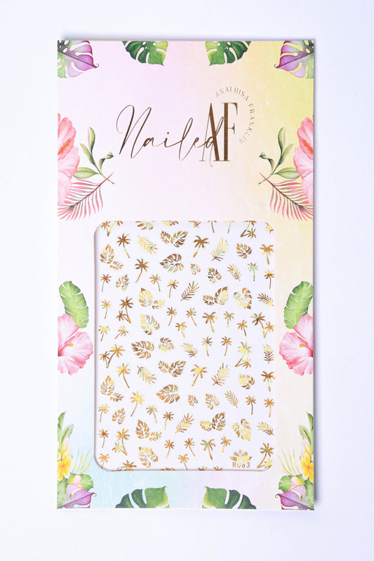 "Tropical Gold Leaves" Sticker Sheet