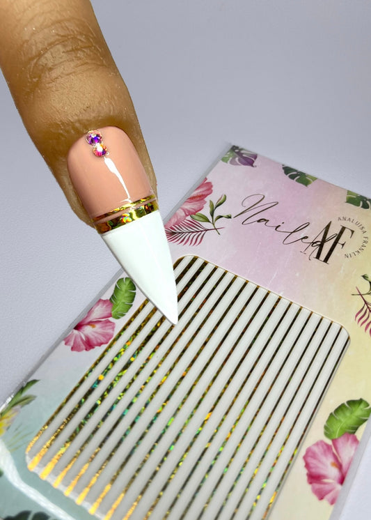 Gold Holographic Line Sticker Sheet