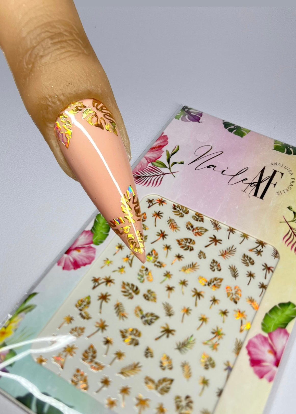 "Tropical Rose Gold Leaves" Sticker Sheet